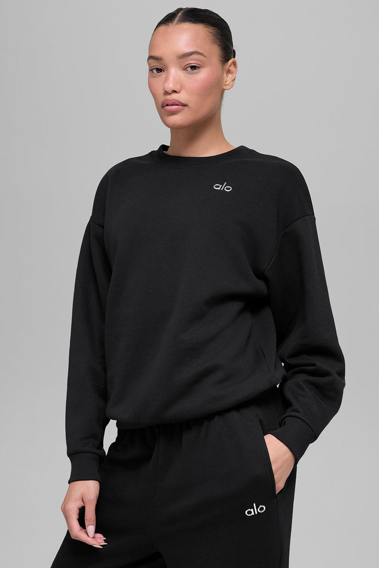 ALO Accolade Crew Neck negro U3031RG, detalle frontal