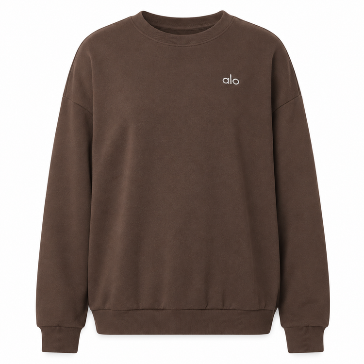 ALO Accolade Crew Neck café, portada PRIMOS centrada con encuadre uniforme