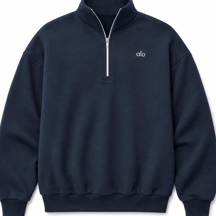 ALO Accolade 1/4 Zip azul marino, portada PRIMOS centrada con encuadre uniforme