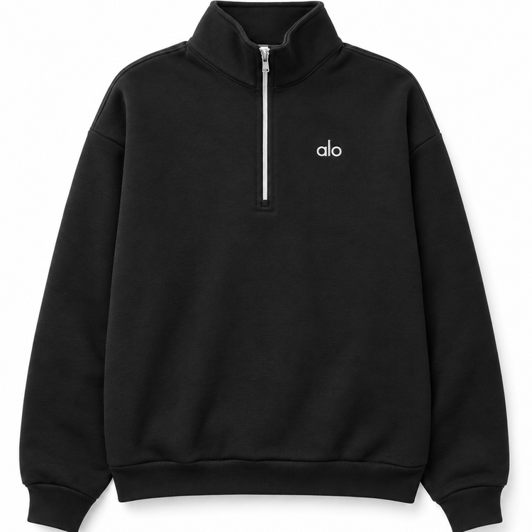ALO Accolade 1/4 Zip negro, portada PRIMOS centrada con encuadre uniforme